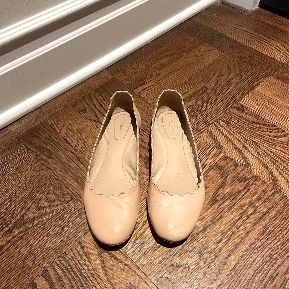 Chloe Lauren scalloped leather ballet flats